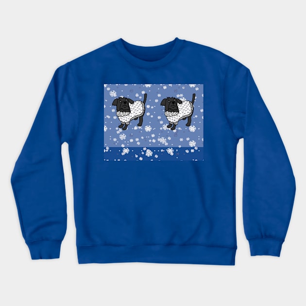 Winter Christmas Sweater Dogs and Snow Crewneck Sweatshirt by ellenhenryart